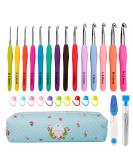 14 Size Crochet Hooks Set,2mm(B)-10mm(N) Ergonomic Crochet Hooks with Case for Arthritic Hands, Extra Long Crochet Needles 14 Size MultiColor - Buy Online on SooperMarket.com