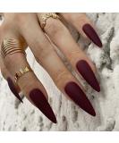 Redykat 24PCS XL Stiletto Matte Press On Nails - Salon Quality Extra Long Dark Red False Nails for Quick Home Manicure - Buy Online on SooperMarket.com