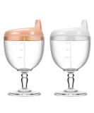 Lallisa 2 Pack Baby Wine Sippy Cup Spill Resistant Wine Glass Sippy Cup for Toddlers Stemware Design Baby Bottle Wine Glass Plastic Goblet Cup with Lid for Kids Daily Birthday Party White Pink - Buy Online on SooperMarket.com