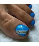 Silver Glitter Short False Toe Nails with Line Design - Cute Square Acrylic Press-on Toenails for Women - Buy Online on SooperMarket.com