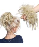 Tousled Updo Messy Bun Hair Extension Instant Ponytail With Elastic Rubber Band Updo Chignon Donut Scrunchies Extensions Hairpiece Synthetic Wavy Hair for Women Bleach Blonde - Buy Online on SooperMarket.com