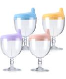 4 Pcs Wine Sippy Cup Goblet for Toddlers 8+ Months - Perfect for Baby Kids Birthday Party - Blue Pink Yellow Purple - Buy Online on SooperMarket.com