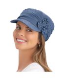 Collections Etc Side Embellished Hat with Shirring Details and Floral Accents - Elastic Blue - Buy Online on SooperMarket.com