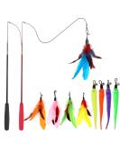 MeoHui Cat Toys, 2PCS Retractable Cat Wand Toy and 9PCS Cat Feather Toys Cat Teaser Toy Refills, Interactive Cat Toy Wand Kitten Toys for Indoor Cats to Play Chase Exercise Multicolor - Buy Online on SooperMarket.com
