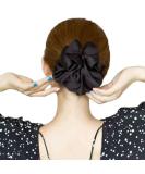 Women Hair Clip  Professional Hair Bun Cover  Barrettes Net Snood Hairnet 3D Bow Bow-knot Decor Hair Clip Hairnet Black - Buy Online on SooperMarket.com