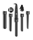 Curling Wand Iron 5-in-1 with PTC, LCD, Temperature Control - Black - Buy Online on SooperMarket.com