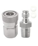 Stainless Steel 1/8 BSPP Female Connector & 8mm Male Plug Fill Nipple Quick-Disconnect Set for Paintball HPA CO2 Convertor - Universal Air Tool Fittings - Buy Online on SooperMarket.com