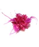 Flower Feather Bead Corsage Hair Clips Fascinator Hairband and Pin (Fuchsia Hot Pink) - Buy Online on SooperMarket.com