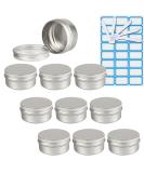 Zeoabsy 10-Piece Silver Aluminum Tins - 80ml Round Screw Cap Cans for Cosmetics Candles & Ointments | Includes 5 Spatulas & Label - Buy Online on SooperMarket.com