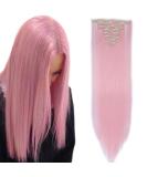 Clip in Extensions Hair Extension Hairpiece 8 Wefts like real hair straight Light Pink 26"(66cm)-140g - Buy Online on SooperMarket.com