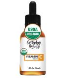 Organic Vitamin C Serum for Face - USDA Certified Facial Serum - Anti Aging For Fine Lines & Wrinkles - Potent Botanical Ingredients & Non GMO - 1oz Glass Amber Bottle & Dropper 1 Fl Oz (Pack of 1) - Buy Online on SooperMarket.com