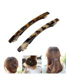 Luckycivia 2 Pack Hair Barrette Long and Thin Handmade Celluloid Onyx Hair Clip Elegant Automatic Hair Clip Barrette Ponytail Holders for Women/Girls - 4 Inches Pattern 1 - Buy Online on SooperMarket.com