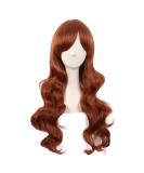MapofBeauty 28-Inch Ginger Orange Wavy Wig with Side Part Bangs - Long Curly Hair for Women - International Shipping Available - Buy Online on SooperMarket.com