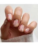 24pcs Short Oval Floral Stick on Nails Nude Pink Press on Nails - 0237Y34 - Buy Online on SooperMarket.com