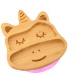 Nohla Luna The Unicorn Bamboo Baby Weaning Suction Plate - Spill-Proof 100% Bamboo & FDA Silicone - Pink - Ideal from 6 Months - Buy Online on SooperMarket.com