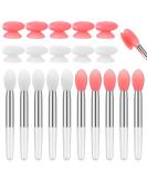 Newtay 20 Pcs Silicone Lip Brush Covers and Brushes for Lipsticks, Lip Gloss, Balm - Pink/White - Buy Online on SooperMarket.com
