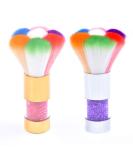 2Pcs Colorful Nail Art Dust Brush Remover for Acrylic & UV Gel Nails with Rhinestone Handle - Buy Online on SooperMarket.com