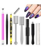 9-Piece Cat Eye Nail Magnet Tool Set for Gel Polish Nail Art | Double-Head Flower Design Pens and Multi-Function Board - Buy Online on SooperMarket.com