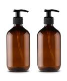 Alledomain 2PC 300ml Refillable Plastic Bottles for Shampoo & Body Wash - Brown Liquid Dispenser | International Shipping - Buy Online on SooperMarket.com