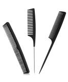 Sularpek 3 Piece Fine Tooth Carbon Fibre Tail Comb Set - Hairdressing & Styling Comb for Women and Men - Anti Static & Heat Resistant - Teasing Hair Comb - Buy Online on SooperMarket.com