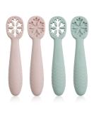 Pandaear 4er Set Learning spoon for baby starter Breit opener Feeding spoon Babyl opened silicone dining spoon soft flexible children cutlery bpa-free for infant child toddler from 4 months - Buy Online on SooperMarket.com