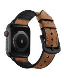 OUHENG Genuine Leather and Rubber Hybrid Band for Apple Watch 49mm/45mm/44mm/42mm - Brown/Black Adapter - Sweatproof Band for iWatch Series 8 7 6 5 4 3 2 1 SE2 SE - Buy Online on SooperMarket.com