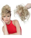 Tousled Updo Messy Bun Hair Extension Instant Ponytail With Elastic Rubber Band Updo Chignon Donut Scrunchies Extensions Hairpiece Synthetic Wavy Hair for Women Ash Blonde - Buy Online on SooperMarket.com