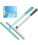Silicone Handle Shower Squeegee 12 Inch - 2 Pack (Gray+Green) for Glass Doors, Bathroom, Mirrors, Windows, Cars, and Tile Walls - Buy Online on SooperMarket.com