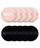 10 Pieces Pure Cotton Powder Puffs | Small 2.36 Inch Makeup Tool for Face & Body | Ideal for Loose & Setting Powder - Black & Beige - Buy Online on SooperMarket.com