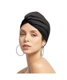 Swimming cap women turban bath cap ear protection bath hood slipproof swimming cap retro swimming cap girl swimming cap elastic swimming cap summer swimming cap for long short hair women black - Buy Online on SooperMarket.com