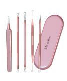 MelodySusie Blackhead Remover Kit - Professional Stainless Pimple Popper Tool for Nose & Face - Comedone Extractor & Blemish Whitehead Tool with Metal Case - Pink - Buy Online on SooperMarket.com