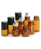 Jawseu 25 Pack 3ml Brown Glass Roll-On Bottles | Refillable Essential Oil & Cosmetic Containers | Perfect for Travel - Buy Online on SooperMarket.com