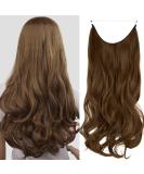 OMGREAT Ombre Halo Hair Extensions 18 Inch Wavy Curly Synthetic Hair - Light Chestnut Brown - Buy Online on SooperMarket.com