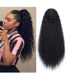 AISI BEAUTY 22 inch Long Curly Drawstring Ponytail Extension for Women | Clip in Wavy Natural Ponytail | (1B) - Buy Online on SooperMarket.com