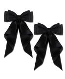 AYNKH 2 PCS Big Bow Hair Clips with Long Silky Satin Solid Color French Barrette Simple Hair Fastener Accessories for Women Girls 2 black - Buy Online on SooperMarket.com