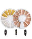 Aysekone Nail Steel Pearls and Studs Set - Fashion Gold, Silver, Rose Gold Nail Art Decorations - 2 Boxes Nail Tools - Buy Online on SooperMarket.com
