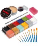 VERONNI 6PCS SFX Makeup Kit - Halloween Face Body Paint Oil with Special Effects Wound Scar Wax, Fake Scab Blood, Brushes, Sponge - Buy Online on SooperMarket.com