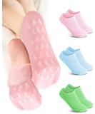 3 Pairs Moisturizing Spa Socks - Non-Slip Gel Socks for Softening Dry Cracked Feet | Fuzzy Sleep Socks in Pink Blue Green - Buy Online on SooperMarket.com