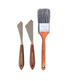 Painting Knife Set of 2 with Blender Background Brush - Palette Knives & Natural Bristle Paint Brush for Art - Straight Edge Flexible Tools (Unit 2 Brush & Pair Knives) - Buy Online on SooperMarket.com