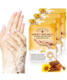 3 Pairs Moisturizing Peeling Hand Mask with Honey & Milk - Natural Plant Extracts Collagen Brightening & Anti-Aging Repair - Buy Online on SooperMarket.com