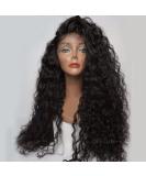 QD-Tizer Loose Curly Synthetic Lace Front Wig for Black Women - Long Black Curly Hair with Baby Hair, Heat Resistant, 180% Density - Buy Online on SooperMarket.com