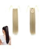 Blonde Long Straight Ponytail Extensions | Clip-in Synthetic Hairpiece for Women | 22 inch | GBMW038 - Buy Online on SooperMarket.com