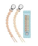 Silicone Dummy Clip Set for Teething Baby - Beige Oatmeal, Pastel Blue & Glacier Grey | Binky Holder for Boys and Girls - Flexible Soother Chain - Unisex Newborn Dummies - 1-Piece Design - Buy Online on SooperMarket.com
