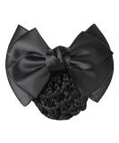 Black Bow Hair Clip with Hairnet Snood - Hair Bun Cover Barrette - Buy Online on SooperMarket.com