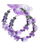 Flower Crown Headband Wreath Garland Hair Bands Floral Wedding Bridal Hair Hoop Women Leaf Ribbon Party Decoration Headdress Headwear Christmas Handmade Headpiece Hair Accessories 2 Pack Purple Purple Tone - Buy Online on SooperMarket.com