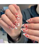 JUSTOTRY 24 Pcs Short False Nails Stiletto with Red Heart White French Press on Nails Pattern Fake Nails Short with Nail Glue Almond Medium Stick on Nails for Women Nails Fake Nail for Nails Art white&heart 2 - Buy Online on SooperMarket.com