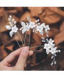 Casdre Flower Bridal Hair Pins Pearl Bride Wedding Hair Accessories Rhinestone Hair Piece for Women and Girls(Pack of 3) (A Silver) - Buy Online on SooperMarket.com