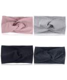 4 pieces of hair band women headband summer elastic headband sports headwrap head band with bow soft twisted strinband women girls black/gray/pink style-a - Buy Online on SooperMarket.com