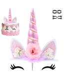 Unicorn Cake Topper for Girls First Birthday - Pink Horn with Eyelashes - Birthday Party Supplies and Decorations - Buy Online on SooperMarket.com