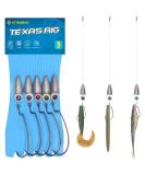 Texas-Rigs-for-Bass-Fishing-Leaders-with-Weights-Hooks-Rigged-Line-Kit 3/0 Hooks-1/4 oz Weight-5pcs - Buy Online on SooperMarket.com